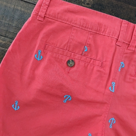 Old Navy Nautical Chino Shorts 2 Coral Blue Embroidered Coastal Anchors Short - Picture 5 of 10